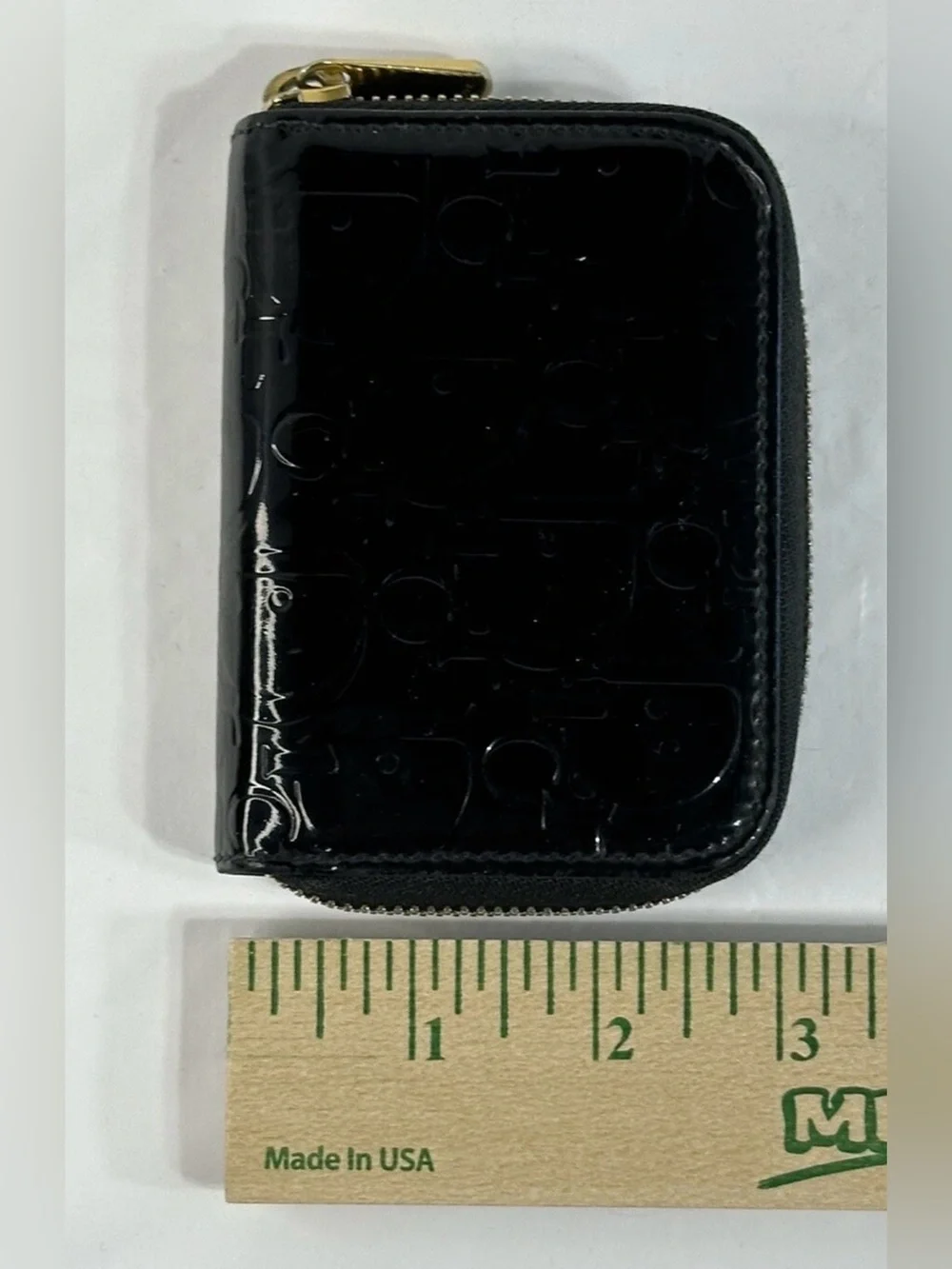 Christian Dior Trotter Black/Pink Patent Leather Round Zip Coin Small Wallet